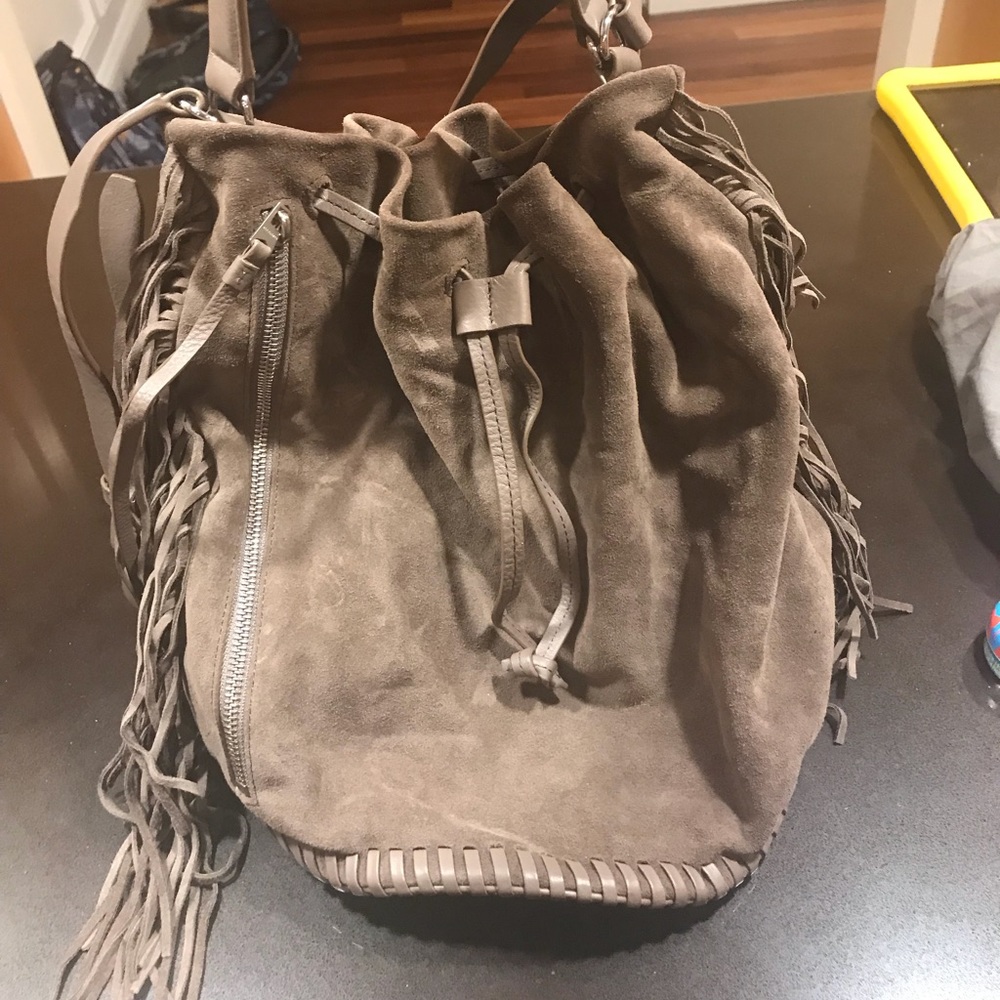 All Saints Drawstring Suede Bag